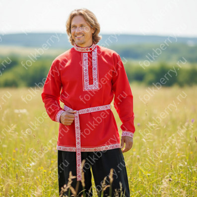 Косоворотка Русич, красный габардин- фото 1