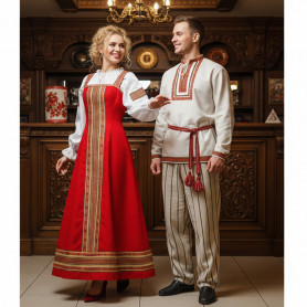 Сарафан с блузой Марья да Иван, габардин, красный- фото 1