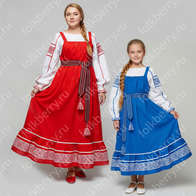 Сарафан с блузой Матрёна, красный- фото 1